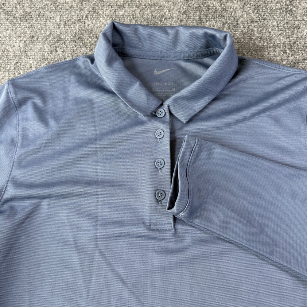 Nike Dri-FIT Long Sleeve Polo Shirt Women Size Small Slate Blue Sportswear
